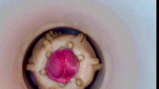 Fucking pussy fleshlight - inside view - close up cumming