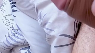 I stroke my body and jerk off my big dick, cumming with moans