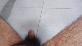 POV my sight. Extreme horniness at work so I jerk my hairy dick off until releasing a huge cumshot