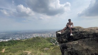 enjoying handjob outdoors