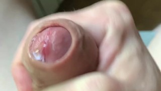 Jerk uncut penis during work