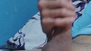 Young guy with huge cock ends up giving himself a hard cumshot