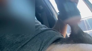 Caught fleshbating( Man in black car pulls up)