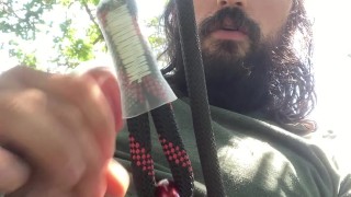 Big Cumload Masturbating During Climb