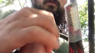 Big Cumload Masturbating During Climb