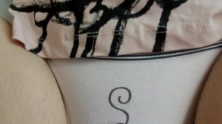 Rubbing Cock against My Stepsister's Cute Pink Panties and Hairy Pussy Fuck