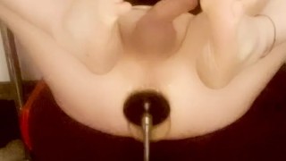 Fucking bussy with dildo machine and Pop gooning