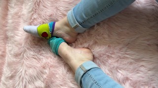 Mismatched socks and cute feet