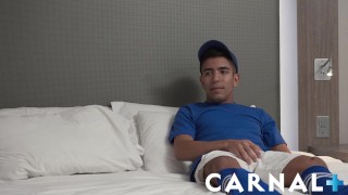 TwinkTop Horny Milo Miles sports huge wood for sexy hairy DILF coach