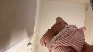 Sissy getting naked and showing ass