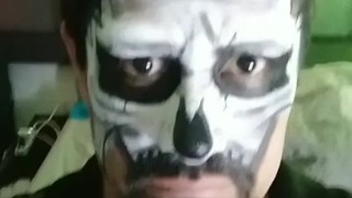 Amateur skull makeup guy