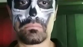 Amateur skull makeup guy