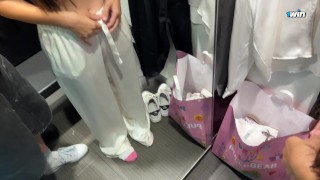 Risky sex - Hard FaceFuck 24yo Beauty in Mass Market Fitting Room - Eye Rolling Oral Creampie