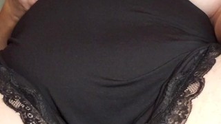 Fingering beautiful hairy wet pink pussy. BBW in lingerie. Big natural boobs.