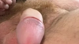 Playing with my uncut cock while very horny and thinking of dick.