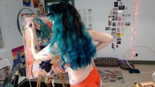 Camgirl Slut painting Slutty Self Portrait on LIVESTREAM