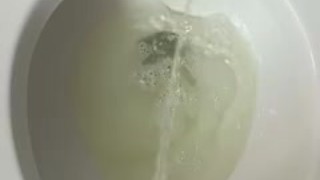 Pee after masturbating in the public bathroom