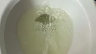 Pee after masturbating in the public bathroom