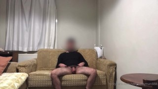 Very Sexy Hairy Guy Cums on the table while standing