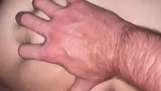 Hubby fucks tight teen pussy rough. Love big cock stretching me out and hearing him CREAMPIE me.