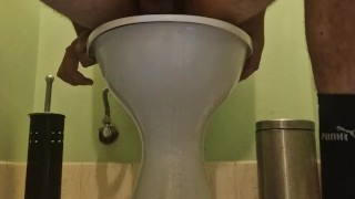 Riding dildo on the toilet