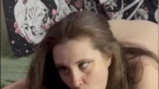 POV Blowjob. Thick Blue Eyed Brunette Deepthroats Cock Making You Cum Hard With Handjob 🥵
