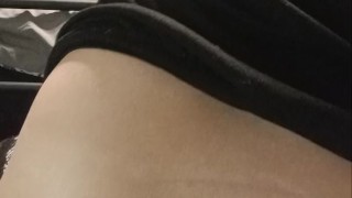 Riding a Fat Knotted Dildo