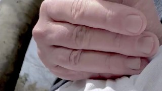 on a public place: pissing and cumming a huge load