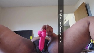 Horny Mixed babe puts dildo in her hairy pussy