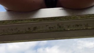 no panties at the park showing off my hairy pussy