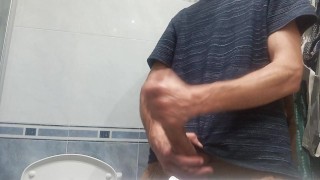 The Guy With The Huge Cock So Fat In His Pants, He Unloads It With 5 Jets Of Semen In The Air