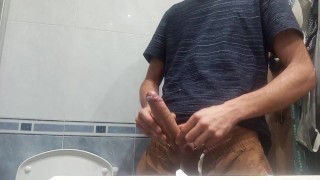 The Guy With The Huge Cock So Fat In His Pants, He Unloads It With 5 Jets Of Semen In The Air