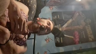 Bikini Bitch licks Anal Toys, pleasures himself and drinks his own cum