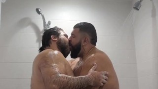 2 big dick bears showering