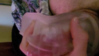 Chubby Twink Stroking Hairy Cock with Fleshlight