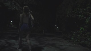 DICKFLASH in Night Park: Stranger teen can't resist and makes me cum