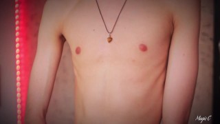 Hot Skinny Twink Jerking His Big Cock And Playing With His Precum And Cum