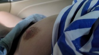 Stepbrother touching My Big Boobs and My Wet Panties in the Car