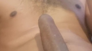 English BBC Self facial and licking up cum