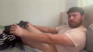 Jerking off while watching porn and shooting a load over myself onlyfans,com/roddddddd