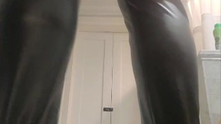 Walking around with giant dildo in my ass made me so horny I had to taste my ass