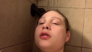 18 year old kisses and sucks their new bad dragon horse dildo all the way to the knot