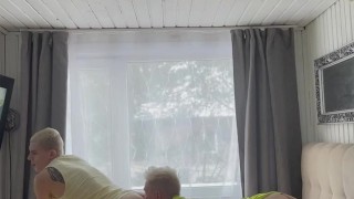 Daddy fucks hot twinks in a country house. Cums in the ass
