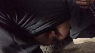 gushing piss in parking garage