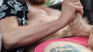 Masked hung ginger in his car