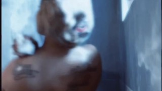 Natural tits and perfect ass Ebony Ruelynn plays in the shower