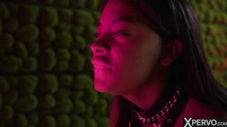 XPERVO Pervert Ebony Sofia wanna get used in her basement after her work