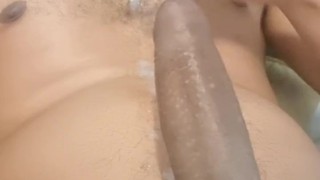 Solo moaning English BBC cum shot and cum swallow