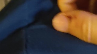 Needy leaky boy teases and rubs himself through panties until he squirts