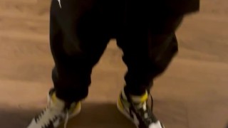 Quick cock jerk to intense cumshot all over mirror